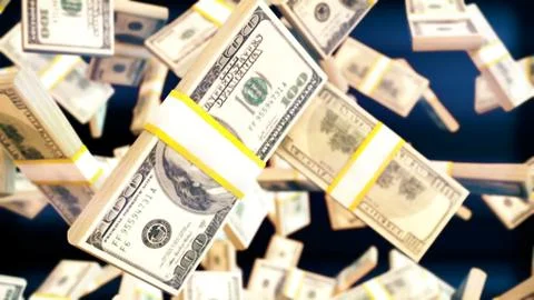 CGI motion graphics with flying dollar bill Stock Illustration