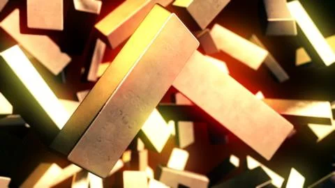 CGI motion graphics with golden bars Stock Illustration
