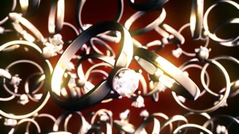 CGI motion graphics with golden rings Stock Illustration