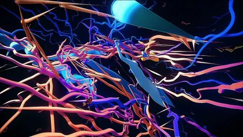 CGI motion graphics with multicolored lines Stock Illustration