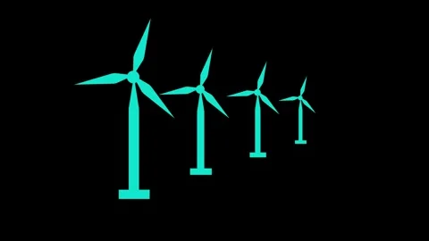 CGI MS ecological windmills on green screen, Wind Power plant. 4k Video stock 311411703
