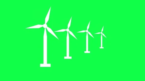 CGI MS ecological windmills on green screen, Wind Power plant. 4k Video stock 311411709