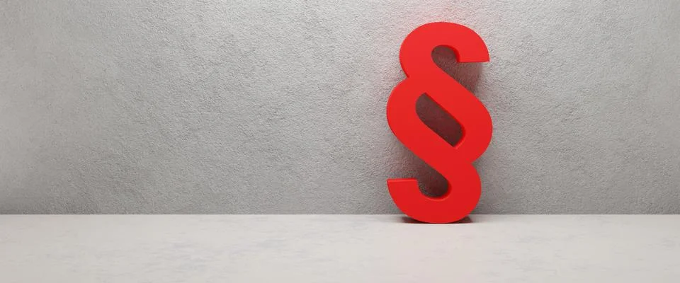 Cgi render image of a red paragraph sign at a concrete wall Stock Photos