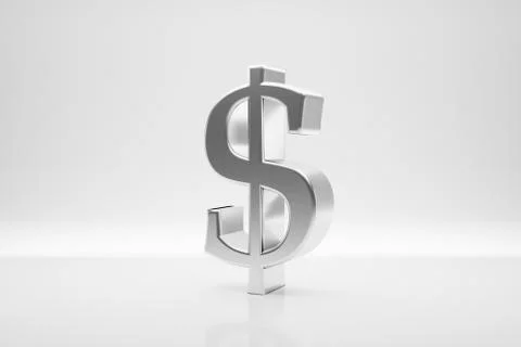 Cgi render image of a silver dollar currency sign Stock Illustration