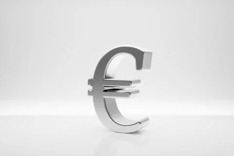 Cgi render image of a silver euro sign Stock Illustration