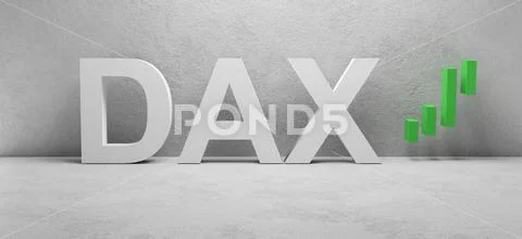 Cgi render image of the word DAX with rising chart sign ~ Clip Art ...