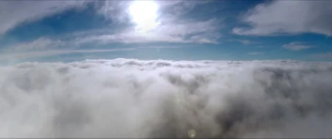 CGI Sci-Fi Space Ship Flying into Clouds with SFX Stock Footage 134752090