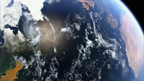 CGI shot of satellite view above earth showing different parts of globe Stock Footage 202906746