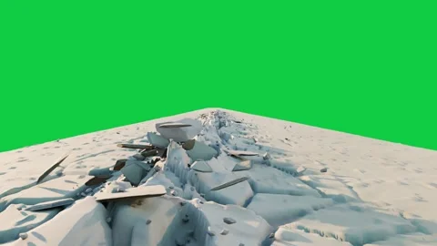 CGI terrain stretching, opening central fissure, splitting plates, bowl settling Stock Footage 339724953