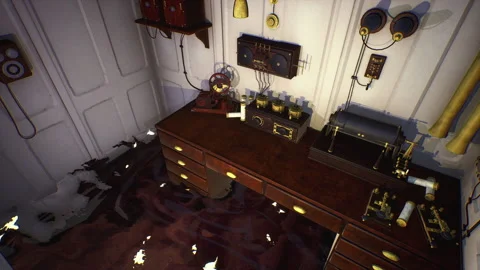 CGI of Titanic communications room flooding, 1912 - Recreation Vídeo Stock 202902082
