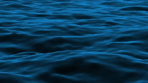 CGI waves surface retro liquid motion background loop deep dark blue swells Stock Footage 64546474