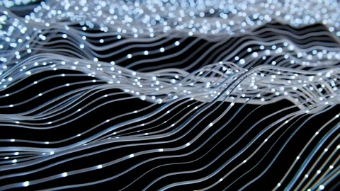 CGI waves in various shapes with light traveling across them Stock Footage 284459803