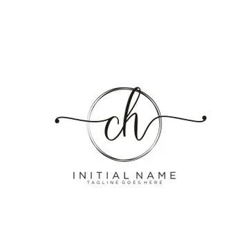 CH Initial handwriting logo with circle template vector Stock Illustration