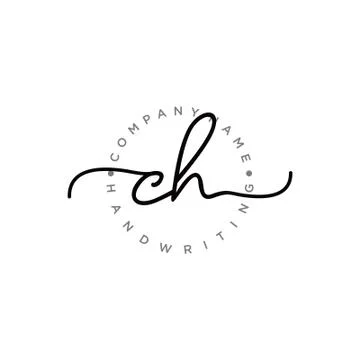 CH Initial handwriting logo design Stock Illustration