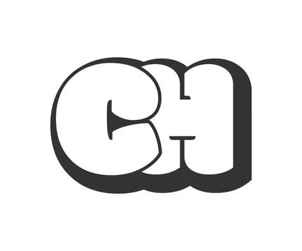 CH logo, bubble comic lettering, rounded in graffiti style black and white .. Stock Illustration