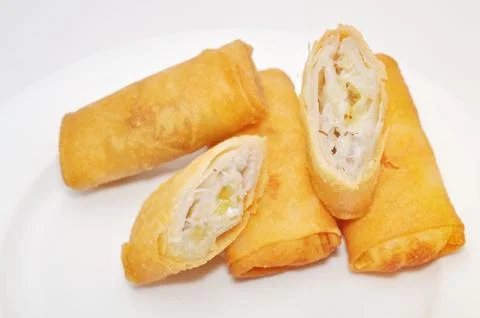 Cha Gio or Vietnamese spring roll on a white background Stock Photos