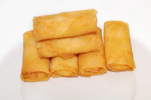 Cha Gio or Vietnamese spring roll on a white background Stock Photos