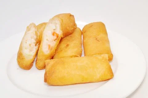 Cha Gio or Vietnamese spring roll on a white background Stock Photos