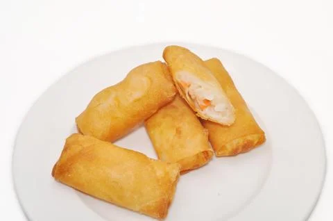 Cha Gio or Vietnamese spring roll on a white background Stock Photos