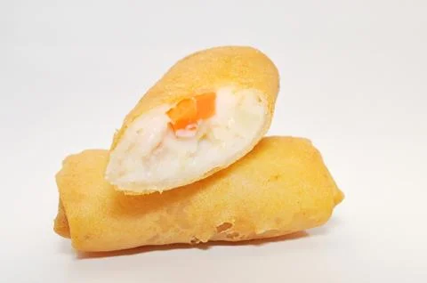 Cha Gio or Vietnamese spring roll on a white background Stock Photos