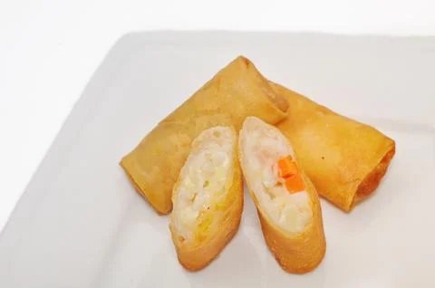 Cha Gio or Vietnamese spring roll on a white background Stock Photos