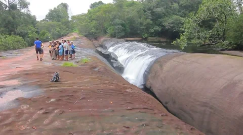 'Cha Nan' Waterfall, People are playing waterfall. Stock Footage 53954053