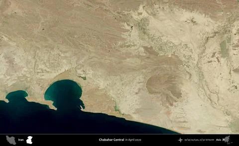 Chabahar Central, Iran. Satellite image. April 2020 Stock Illustration