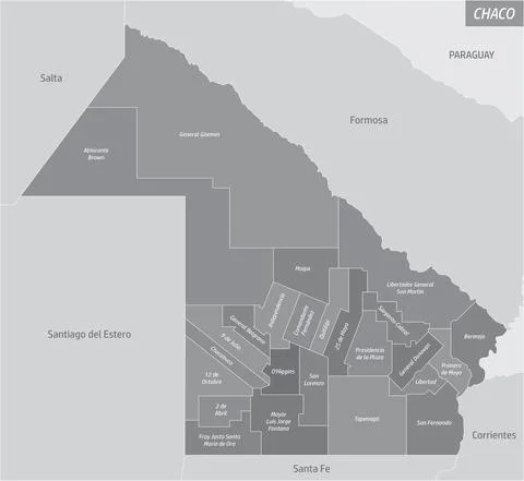 Chaco Province administrative map Stock Illustration