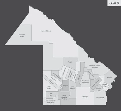 Chaco Province administrative map Stock Illustration