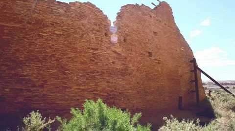 Chaco wall canyon buildings Stock Footage