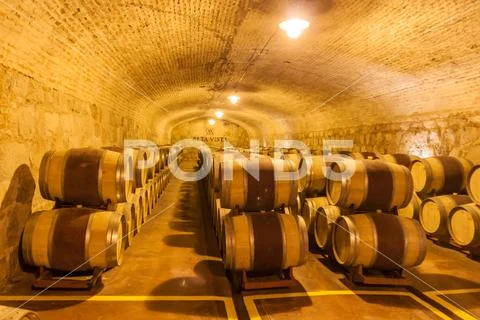 CHACRAS DE CORIA, ARGENTINA - AUG 1, 2015: Wine cellar of winery Altavista in Stock Photos