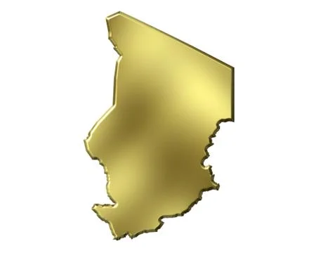 Chad 3d golden map Stock Illustration