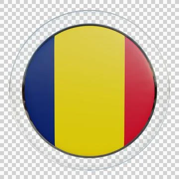 Chad 3d illustration flag on pole. Wood flagpole Stock Illustration