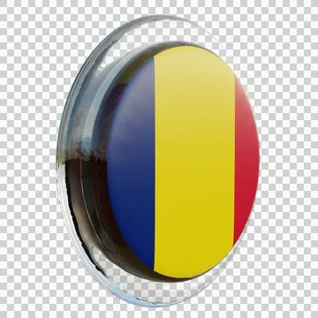 Chad 3d illustration flag on pole. Wood flagpole Stock Illustration