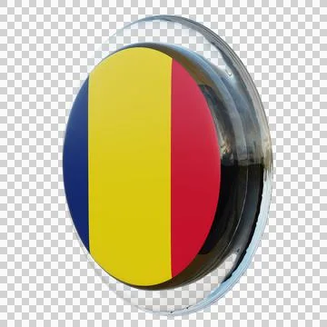 Chad 3d illustration flag on pole. Wood flagpole Stock Illustration