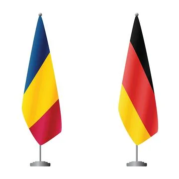 Chad and Germany flags on flagpoles for official ceremonies and meetings Stock Illustration