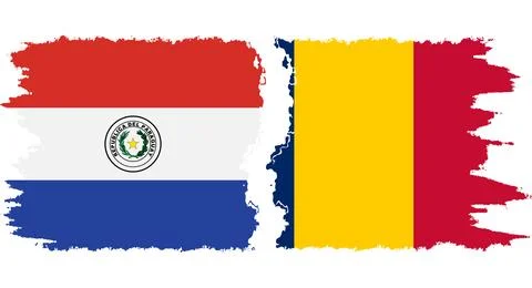 Chad and Paraguay grunge flags connection vector Illustration