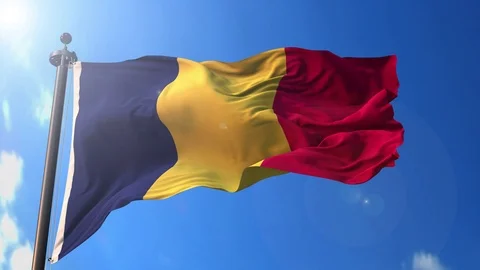 Chad animated flag pack in 3D and green screen Stock Footage 119933276