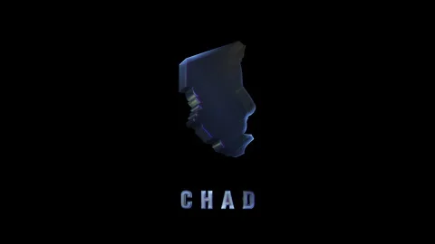 Chad chrome glass map on black background Stock Footage 311288935