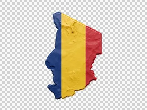 Chad clay map featuring vertical tricolor flag for education. Stock Photos