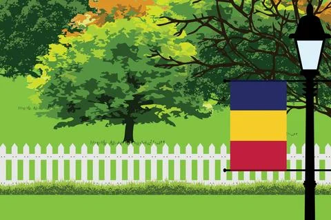 Chad Day Trees Lamp Vector Illustration Stock Illustration