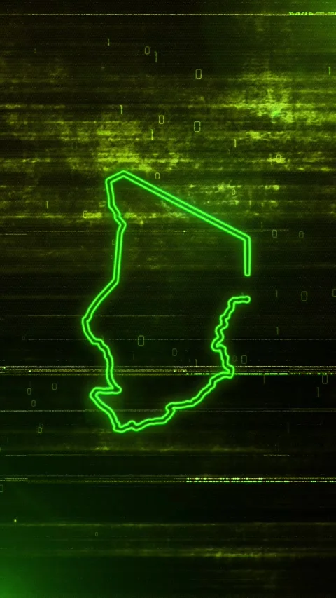 Chad Digital Futuristic Glitch Map Video stock 334592502
