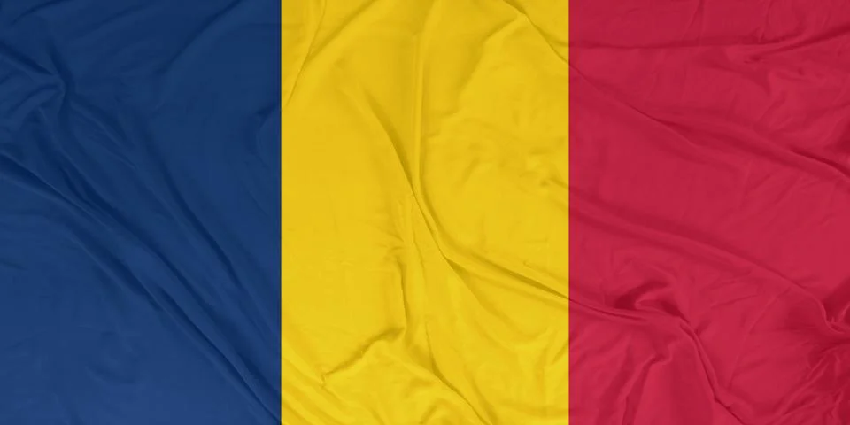 Chad Dynamic Flag Motion with Intense Wind Waves Stock Photos