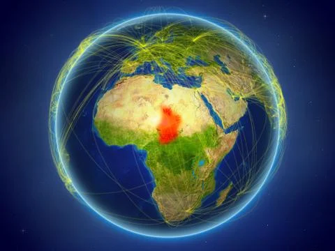 Chad on Earth with networks Stock Illustration