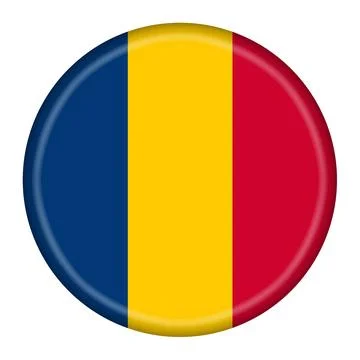 Chad flag button 3d illustration with clipping path Stock Illustration