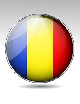 Chad flag button Stock Illustration