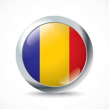 Chad flag button Stock Illustration