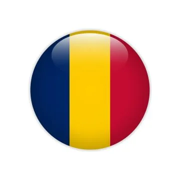 Chad flag on button Stock Illustration
