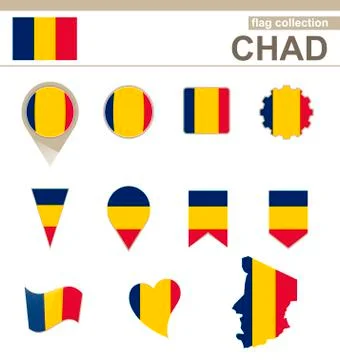 Chad Flag Collection Stock Illustration