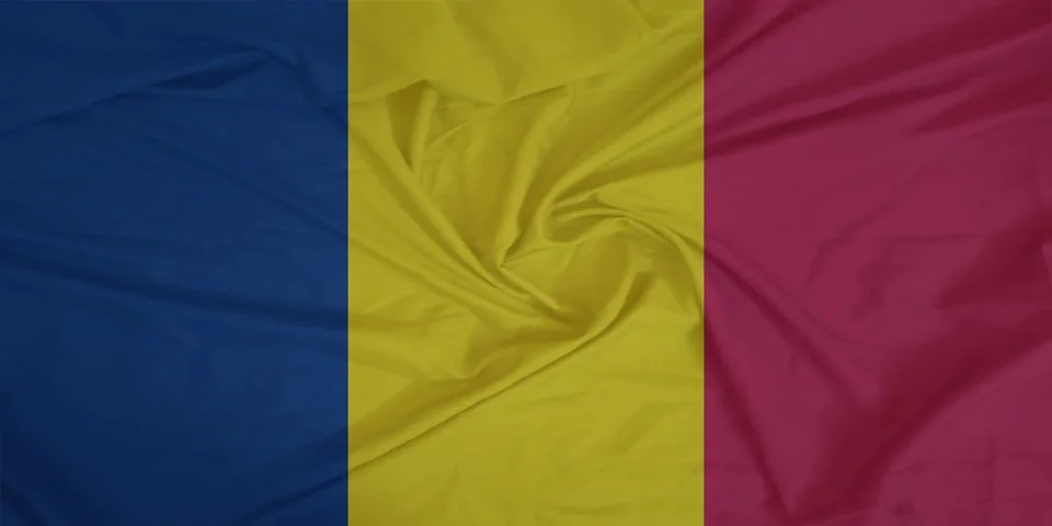 Chad Flag fabric rippling in the wind Stock Photos